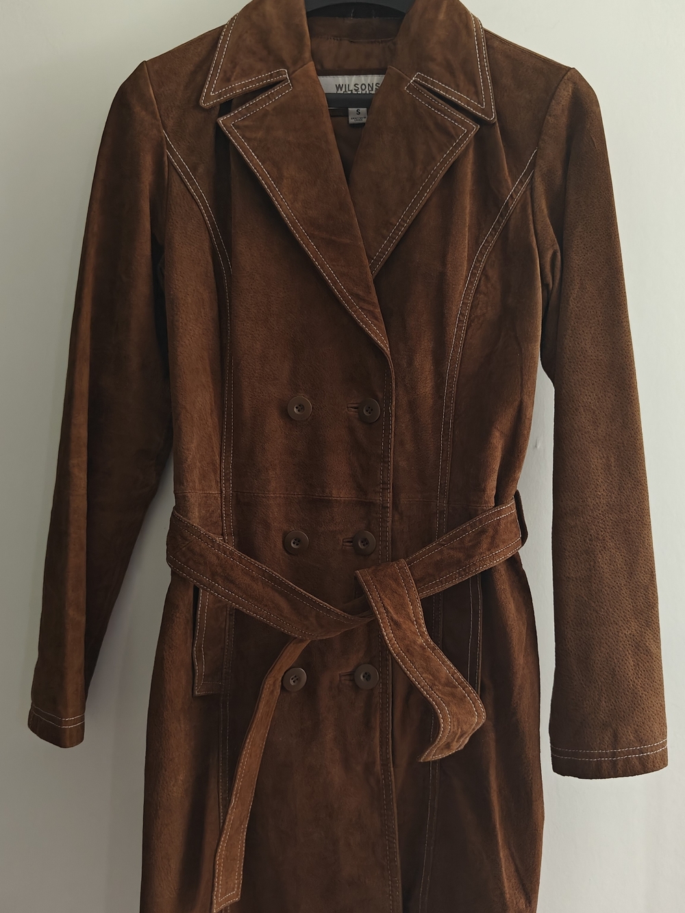 Wilsons Leather Vintage Women's Brown Suede Trench Coat Size S